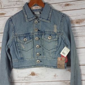 Vintage Cotton Denim Croped Distressed Jacket